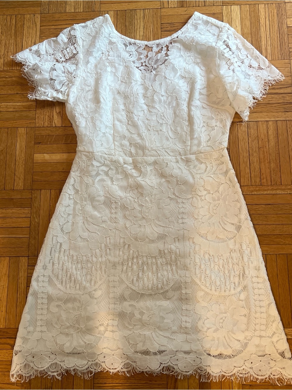 White Lace Short-Sleeve Dress - Graduation or Bridal New with tags
